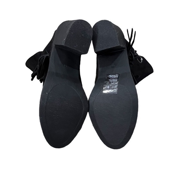 h&m Divided Black Suede Fringe Block Heel Ankle Boots Size 8.5 Women's - Picture 7 of 7